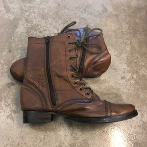 Steve Madden Troopa Combat Boots in Brown Leather